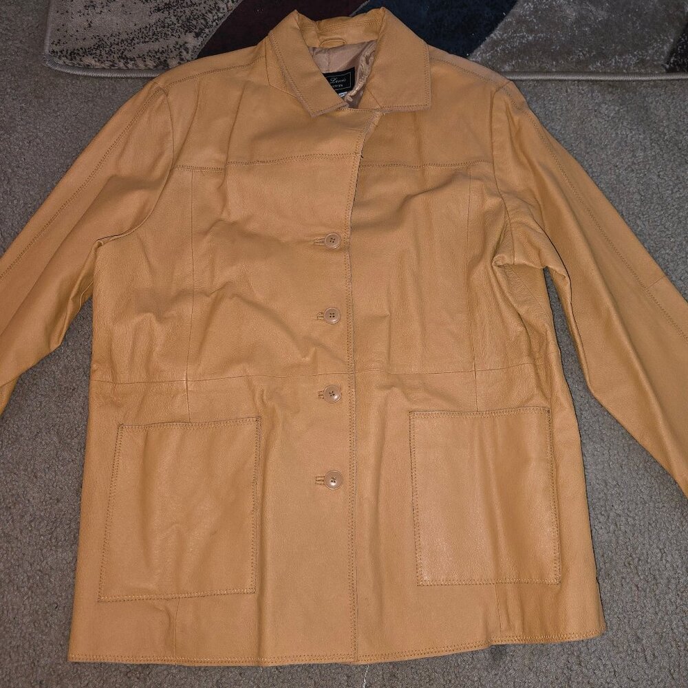 Vintage Terry Lewis Classic Luxuries Tan Leather Jacket 1X Womens